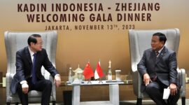 Menteri Pertahanan Prabowo Subianto di acara Kadin-Zhejiang Welcoming Gala Dinner yang digelar di Jakarta. (Dok Tim Media Prabowo Subianto)


